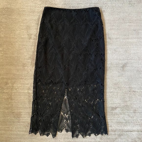 Diane Von Furstenberg Black Overlay Tailored Pencil Skirt NWT - Picture 2 of 9